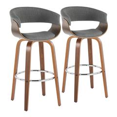 Grey Vintage Mod 30" Fixed-Height Barstool - Set of 2