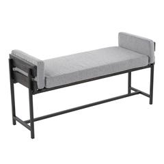 Black Metal, Grey Wood, Light Grey Fabric Kari Bench