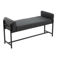 Black Metal, Grey Wood, Black PU Kari Bench