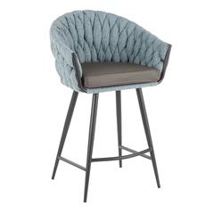Black Metal, Grey PU, Blue Fabric Braided Matisse Counter Stool