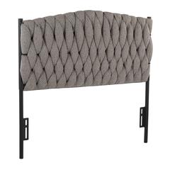 Black Metal, Grey Fabric Braided Matisse Twin Headboard