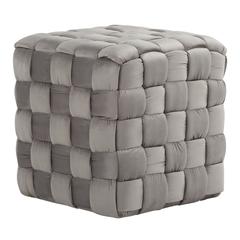 Dark Grey Velvet Braided Square 16" Ottoman