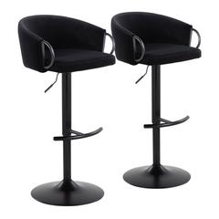 Black Metal, Black Velvet Claire Adjustable Barstool – Set of 2