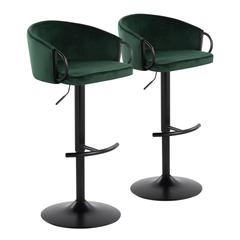 Black Metal, Green Velvet Claire Adjustable Barstool – Set of 2