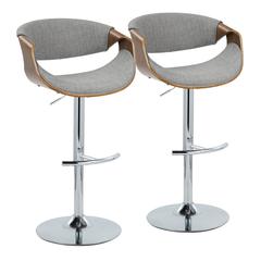 Brown Curvo Adjustable Barstool - Set of 2