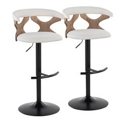 White Gardenia Adjustable Barstool - Set of 2