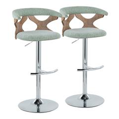 Silver Gardenia Adjustable Barstool - Set of 2