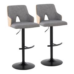 Grey Stella Adjustable Barstool - Set of 2