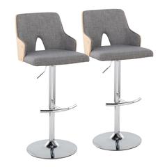 Grey Stella Adjustable Barstool - Set of 2