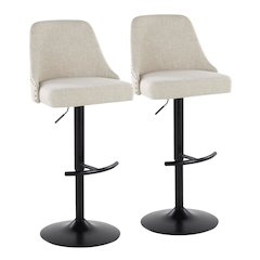 Studded Marcel Adjustable Barstool - Set of  2