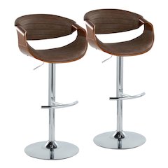 Symphony Adjustable Barstool - Set of 2 in Chrome Metal