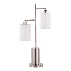 Nickel Metal, White Shades Cannes Table Lamp