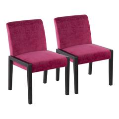 Black Wood, Crushed Hot Pink Velvet Carmen Chair - Set of 2