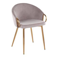Gold Metal, Silver Velvet Braided Renee Chair