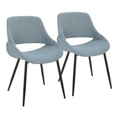 Black Metal, Blue Fabric Fabrico Chair - Set of 2