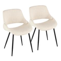 Black Metal, Cream Fabric Fabrico Chair - Set of 2