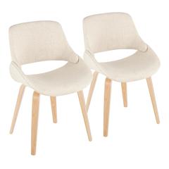 Natural Wood, Cream Fabric Fabrico Chair - Set of 2