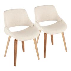 Zebra Wood, Cream Fabric Fabrico Chair - Set of 2