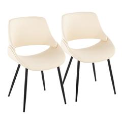 Black Metal, Cream PU Fabrico Chair - Set of 2
