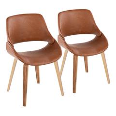 Zebra Wood, Camel PU Fabrico Chair - Set of 2
