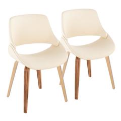 Zebra Wood, Cream PU Fabrico Chair - Set of 2
