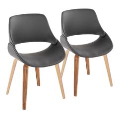 Zebra Wood, Grey PU Fabrico Chair - Set of 2