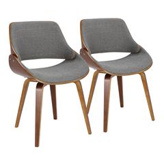 Walnut Wood, Grey Fabric Fabrizzi Chair - Set of 2