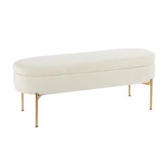 Gold Metal, Cream Velvet Chloe Storage Bench