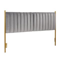 Gold Steel, Grey Velvet Chloe Headboard