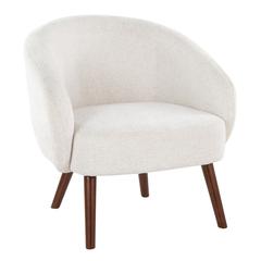 Walnut Wood, Cream Fabirc Ashland Lounge Chair