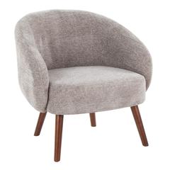 Walnut Wood, Grey Fabric Ashland Lounge Chair