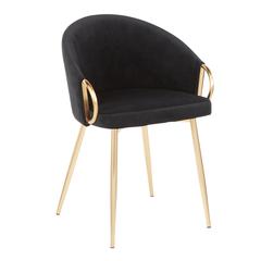 Gold Metal, Black Velvet Claire Chair