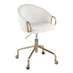 Gold Metal, Cream Velvet Claire Task Chair
