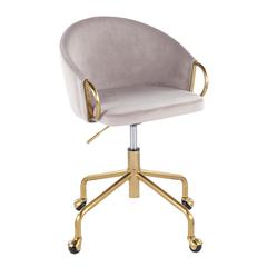 Gold Metal, Silver Velvet Claire Task Chair