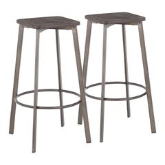 Antique Metal, Espresso Bamboo Clara Square Barstool - Set of 2