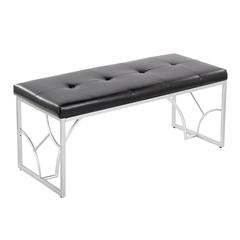 Silver Metal, Black PU Constellation Bench