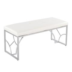 Silver Metal, White PU Constellation Bench