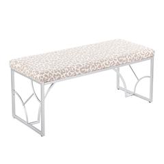 Silver Metal, Grey Leopard Fabric Constellation Bench
