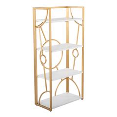 Gold Metal, White MDF Constellation Bookcase