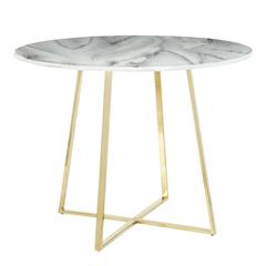 Gold Metal, White Marble Cosmo Dining Table