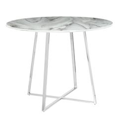 Chrome, White Marble Cosmo Dining Table