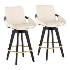 Black Cosmo Swivel Fixed-Height Counter Stool - Set of 2