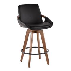 Walnut Bamboo, Black PU, Black Metal Cosmo Counter Stool