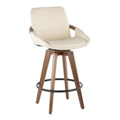 Walnut Bamboo, Cream PU, Black Metal Cosmo Counter Stool