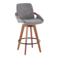 Walnut Bamboo, Grey Noise Fabric, Black Metal Cosmo Counter Stool