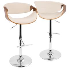 Walnut, Cream Curvo Barstool