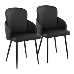 Black Metal, Black PU, Chrome Dahlia Dining Chair - Set of 2