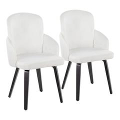 Black Wood, Cream Velvet, Gold Metal Dahlia Dining Chair - Set of 2