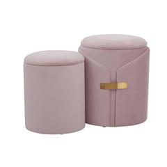 Gold Metal, Blush Pink Velvet Dahlia Ottoman Set