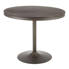 Dakota Industrial Dining Table in Antique Metal and Espresso Wood-Pressed Grain Bamboo